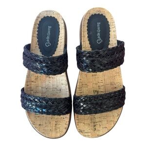 BareTraps Black Double-Strap Sandals